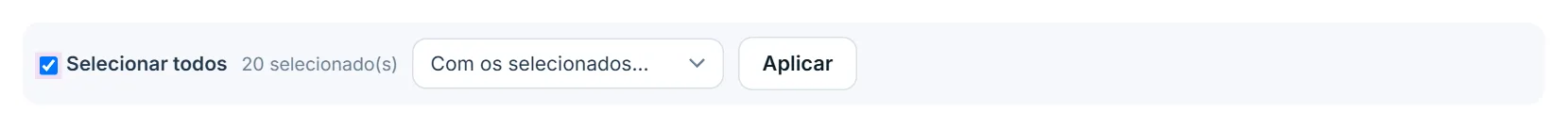 Ações em lote com os pedidos selecionados