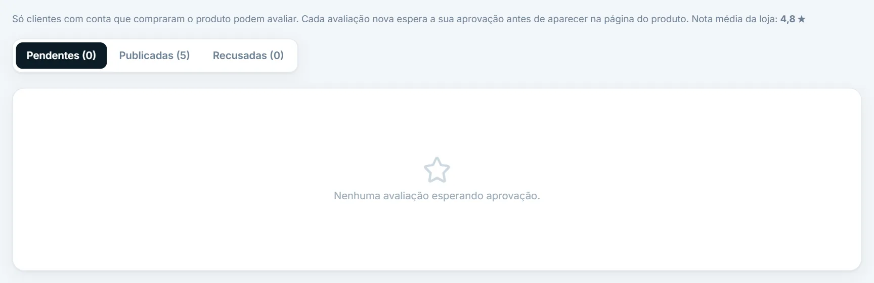 Abas de avaliações e nota média
