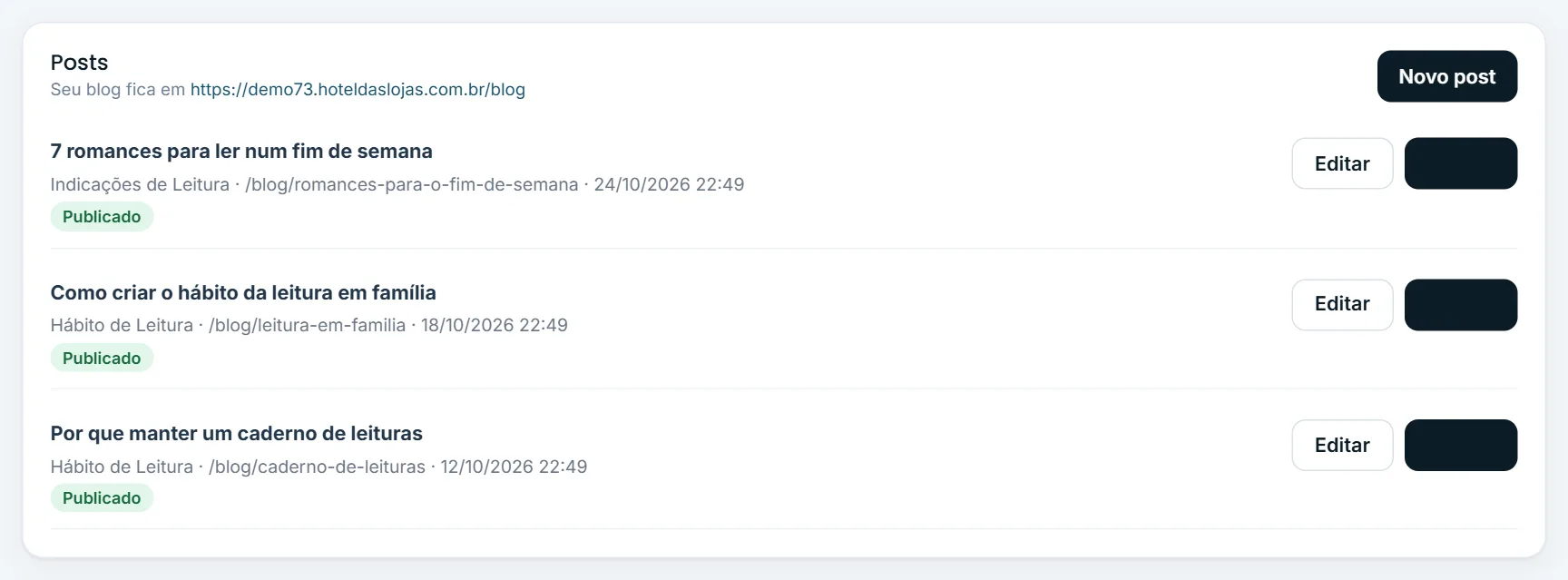 Situação de cada post