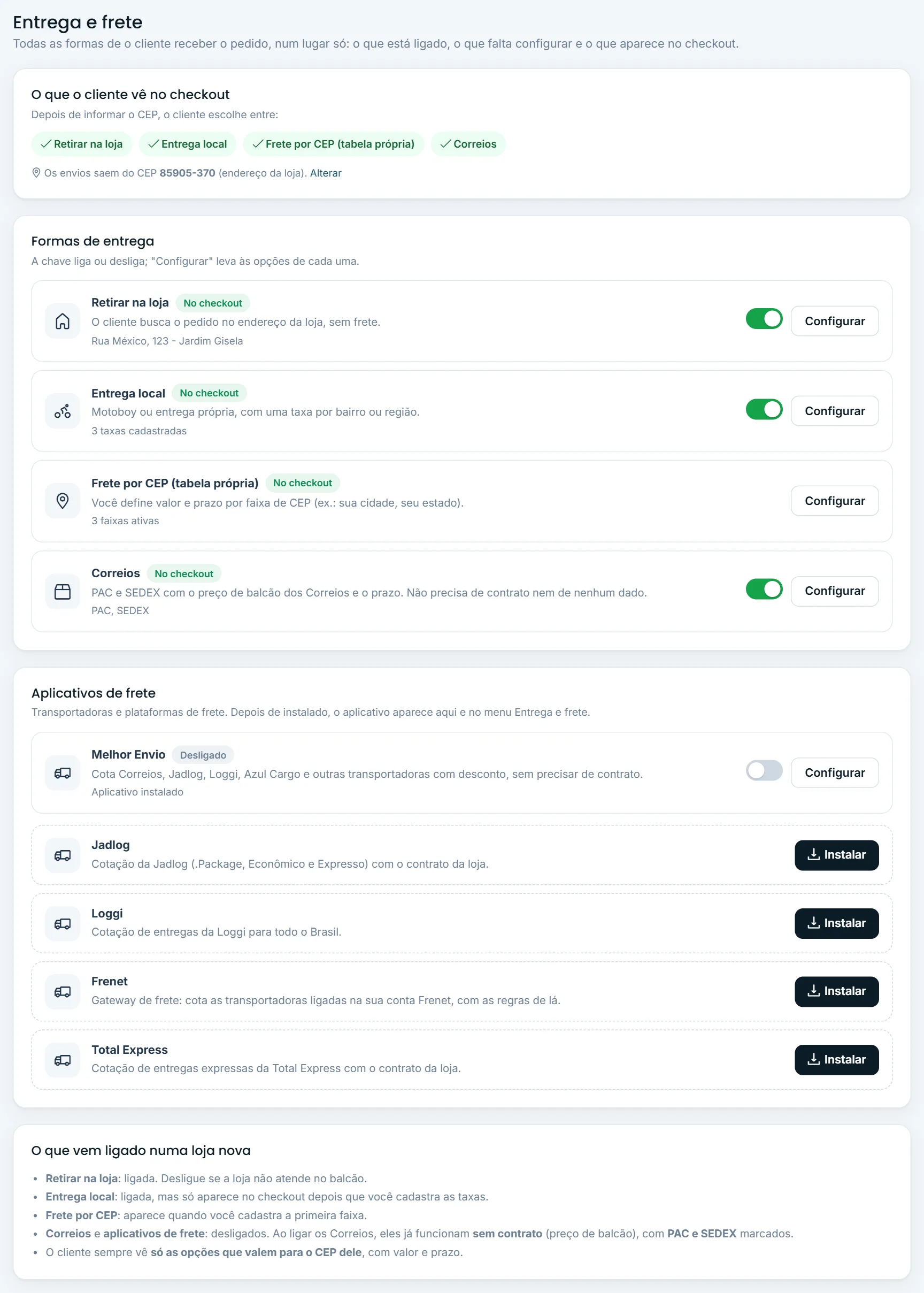 Entrega e frete: o que o cliente vê no checkout