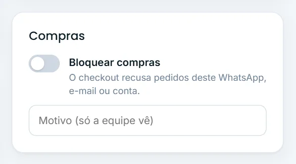 Bloquear compras de um cliente