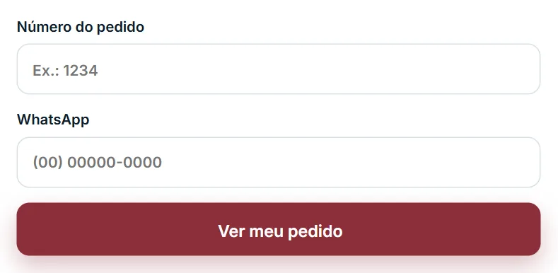 Página Acompanhar pedido na loja