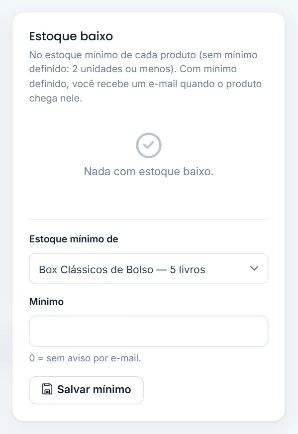 Estoque baixo e estoque mínimo