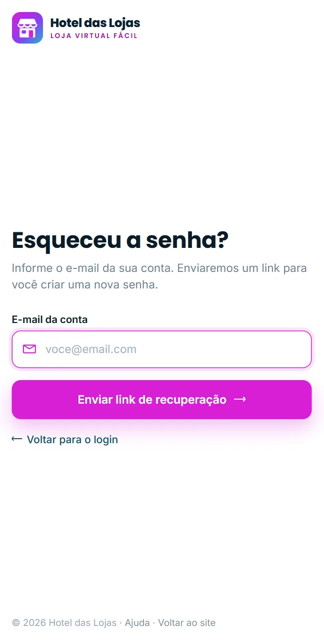 Tela Esqueceu a senha?