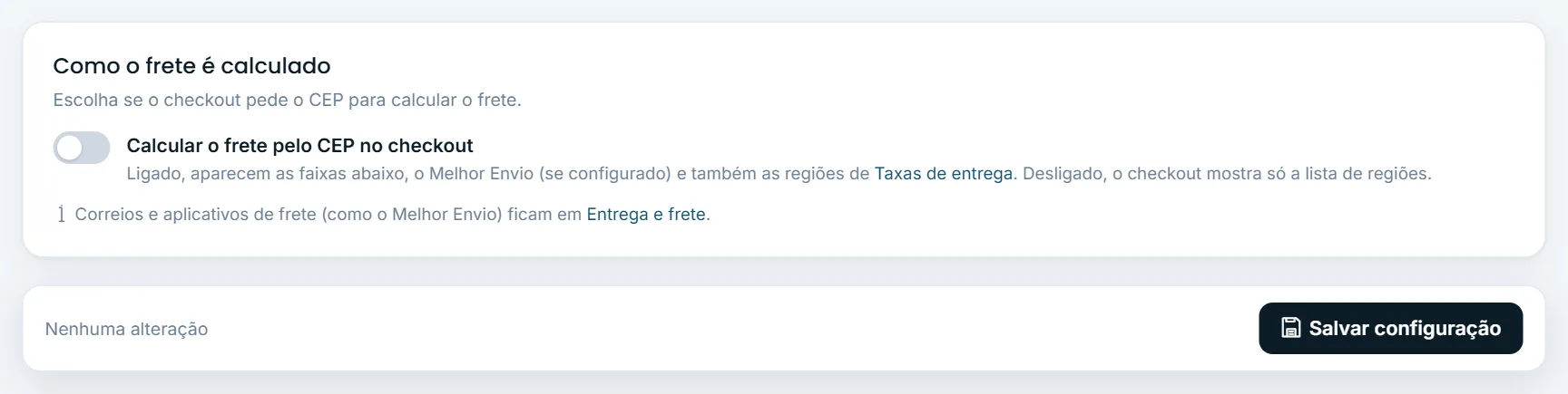 Ligar o cálculo pelo CEP