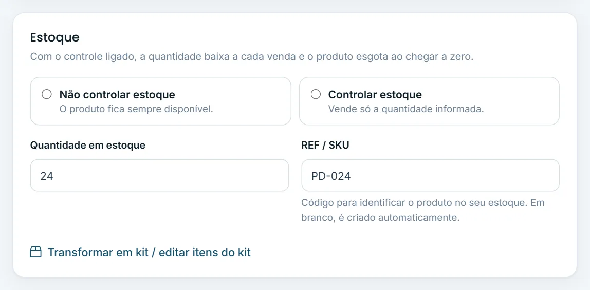 Link para transformar o produto em kit