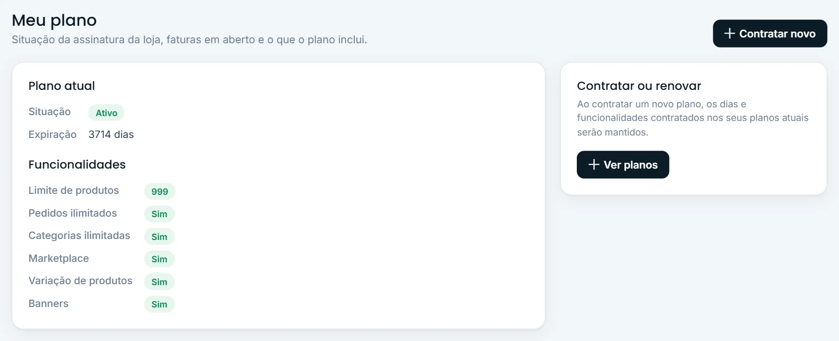 Tela Meu plano