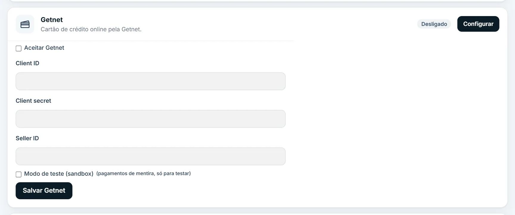 Configuração da Getnet