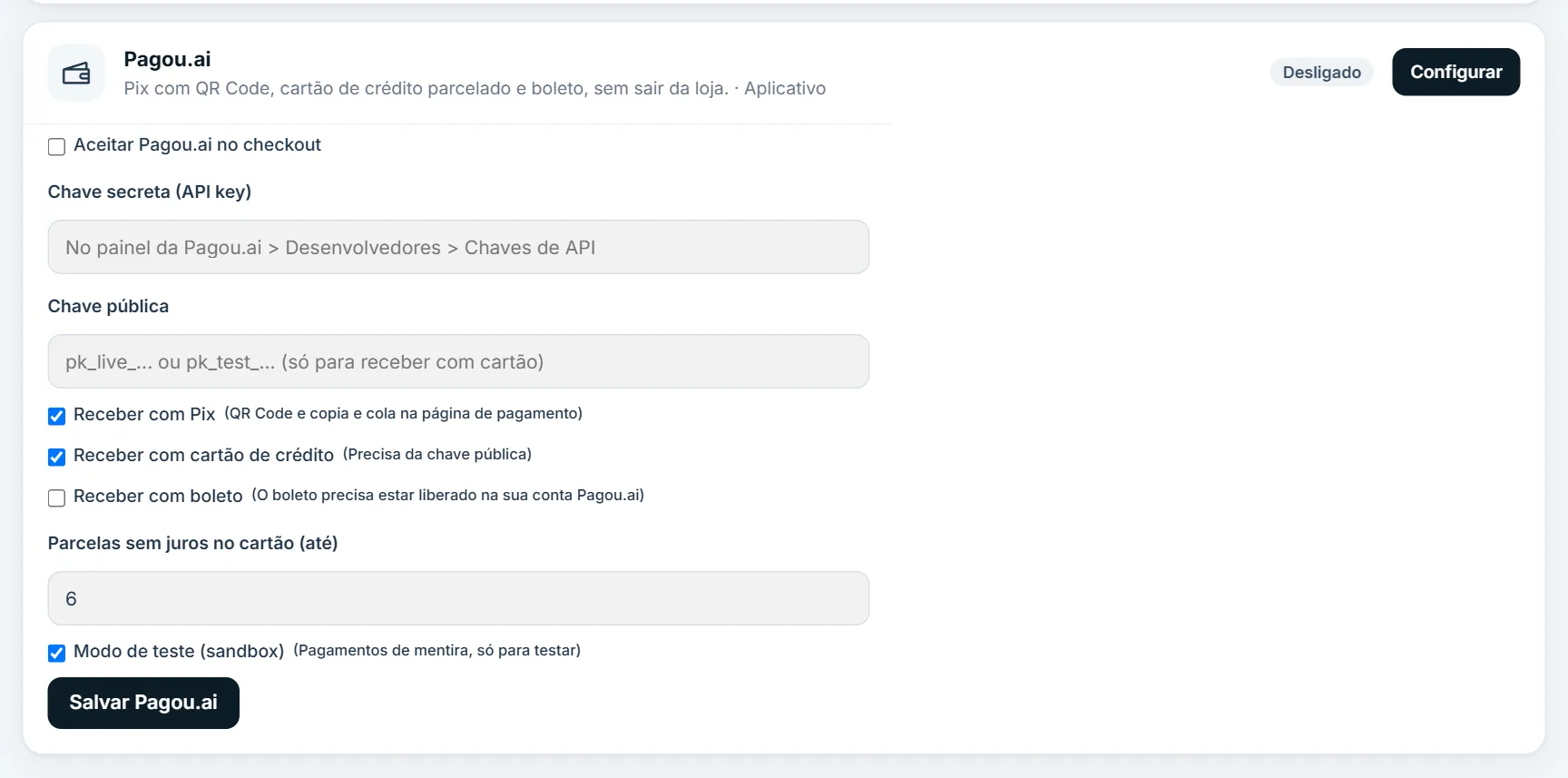 Configuração da Pagou.ai