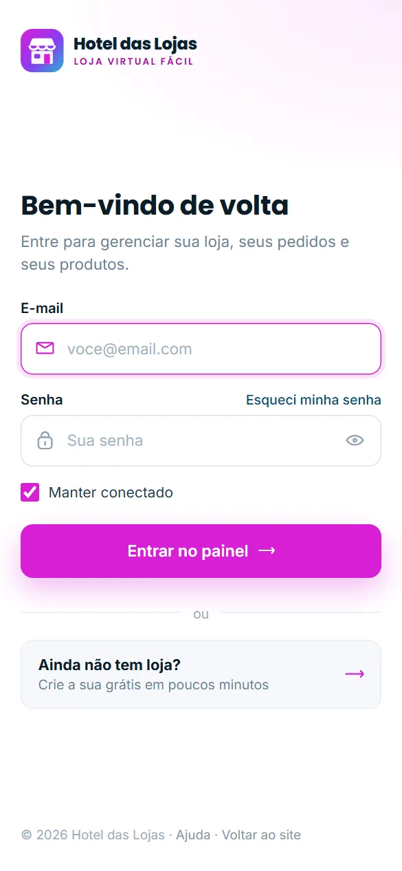 Tela de entrar no celular